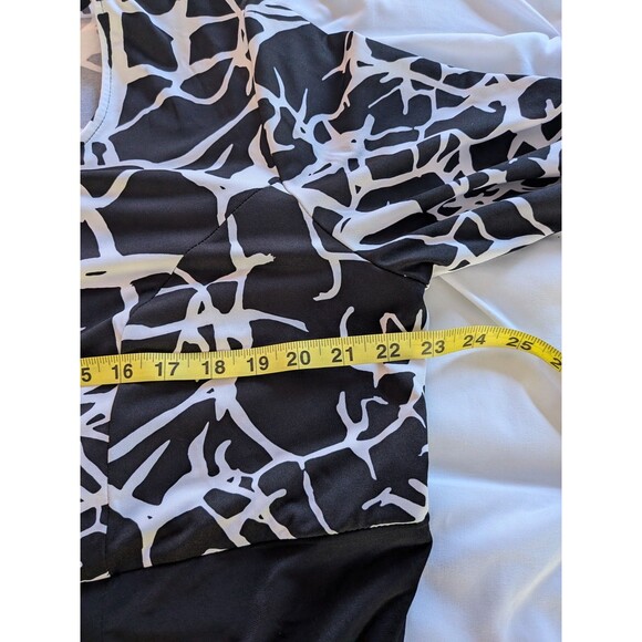 Ulla Popken Dress Women's 16/18 Abstract Black White Print A-line Stretch Career - Picture 9 of 11